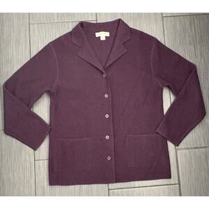 Vintage Casual Corner Women’s Wool Sweater Blazer Size Medium Purple